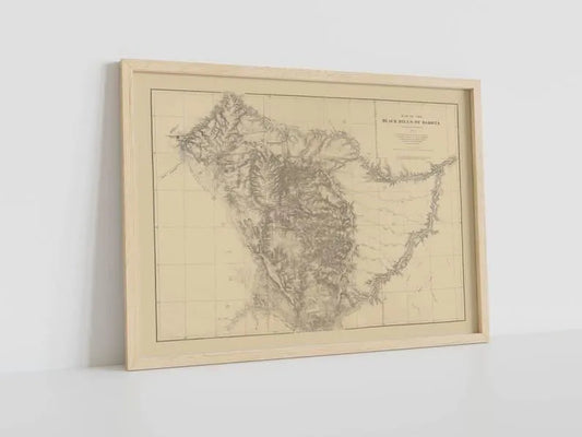 Map of the Black Hills of Dakota 1879| Map Wall Decor 