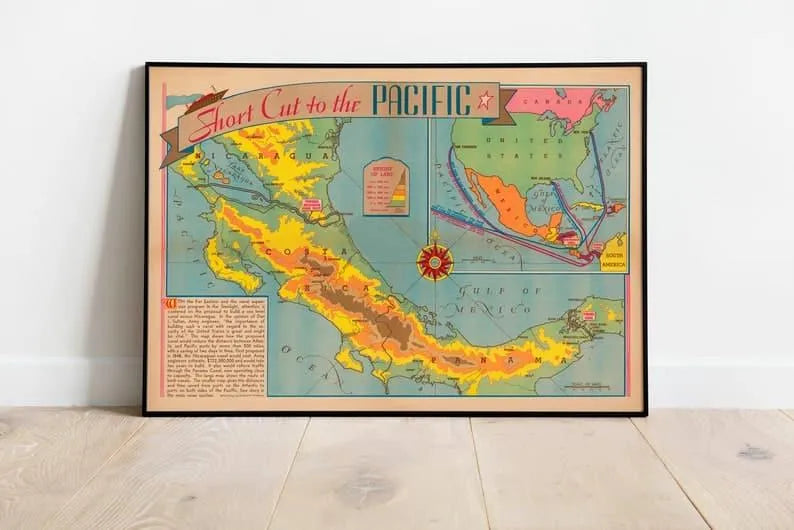 Map of the Republic of Panama and Canal Zone| Old Map Wall Art Print