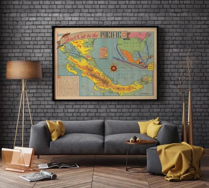 Map of the Republic of Panama and Canal Zone| Old Map Wall Art Print