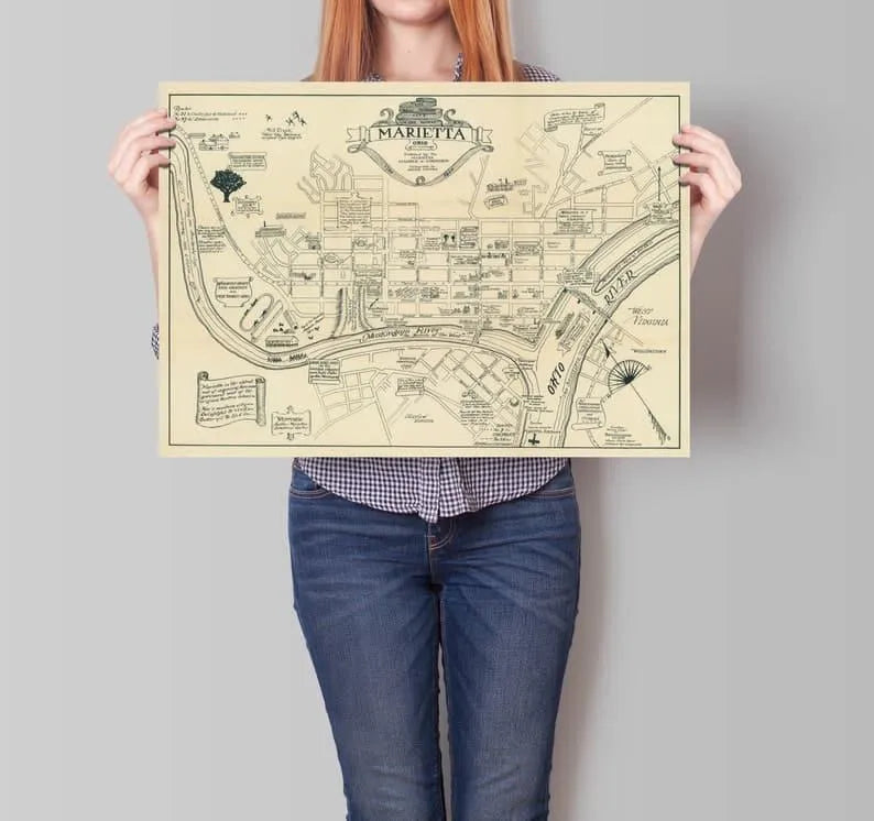 Marietta City Map Wall Print| Framed Map Wall Decor