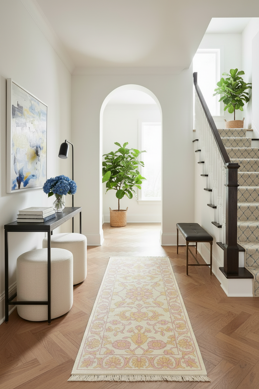 Marigold Arabesque Knotted Runner Rug