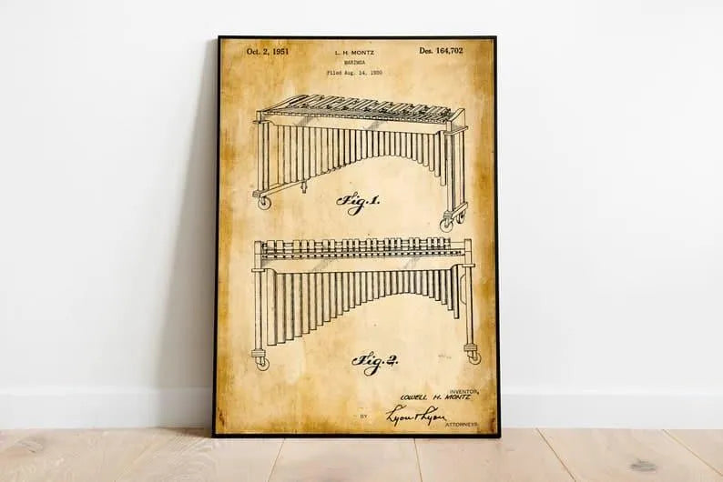 Marimba Patent Print| Framed Art Print