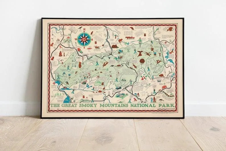 Great Smoky Mountains National Park Map Print| Art History