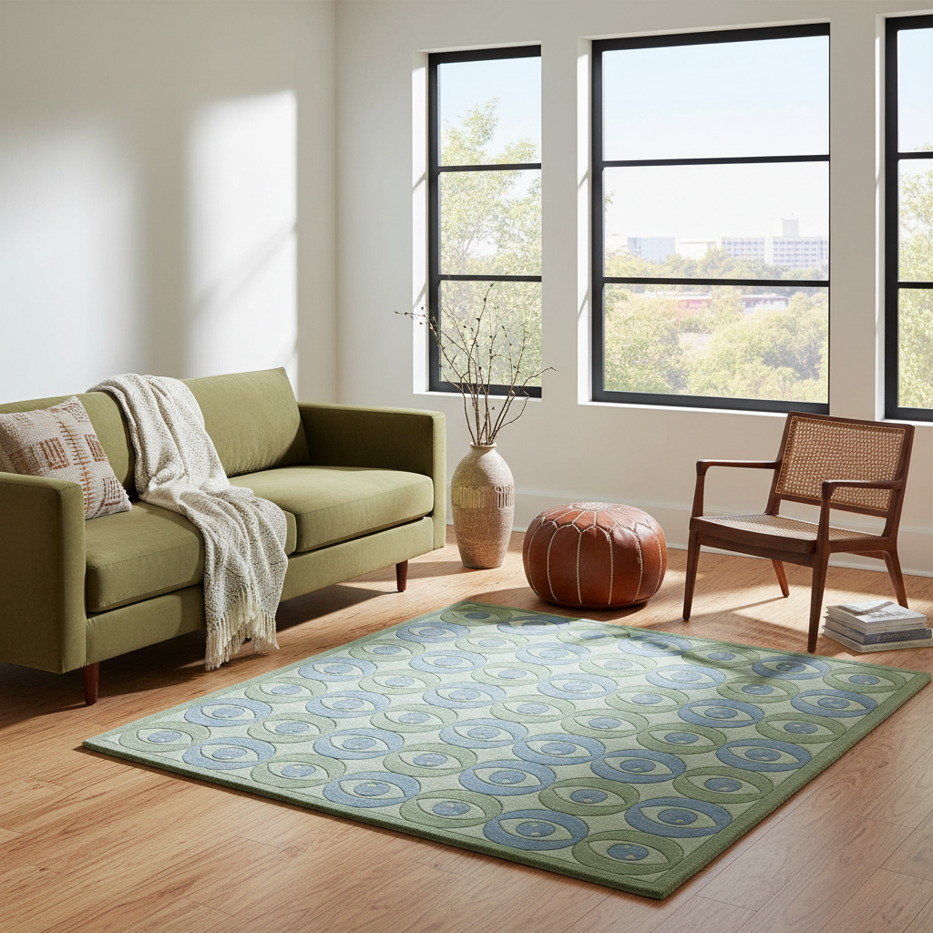 Meditative Eyes Square Hand Tufted Rug