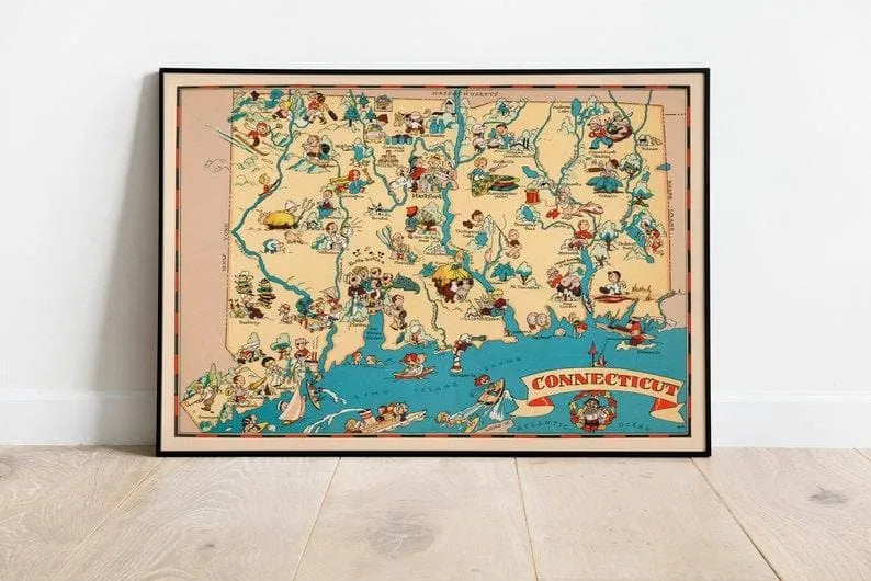 Connecticut Map Print| Art History