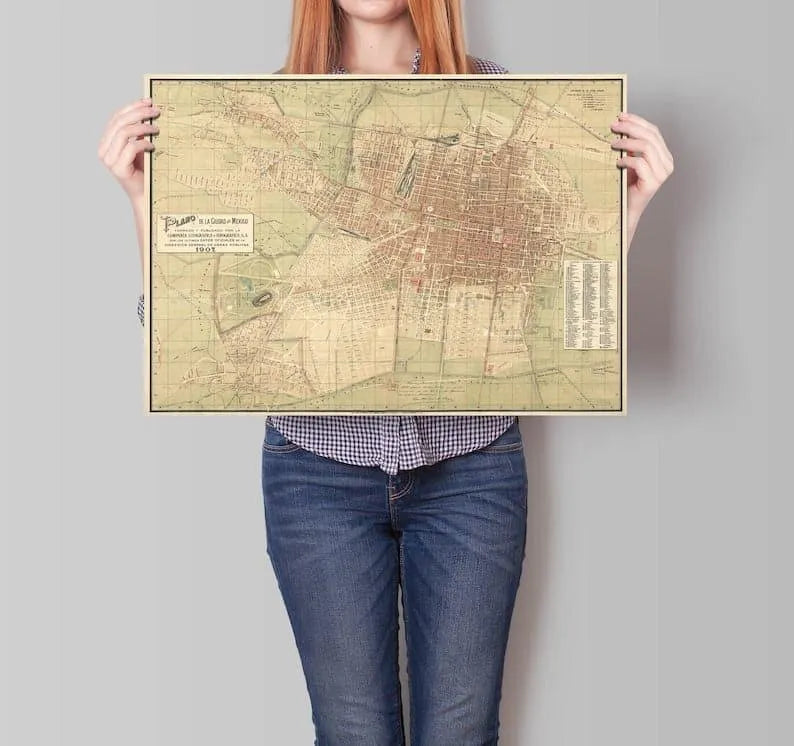 Mexico City Map Wall Print| Framed Map Wall Decor