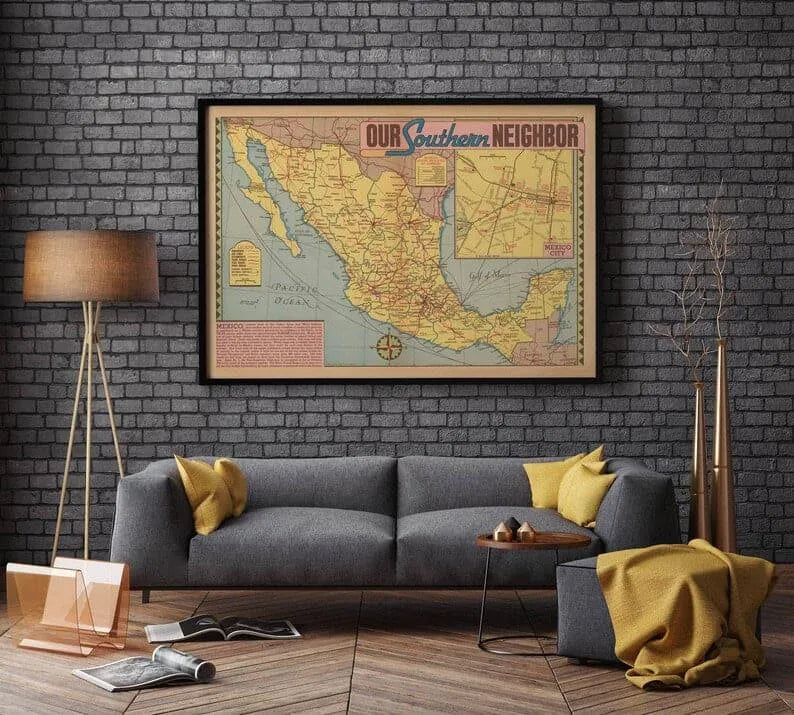 Mexico Map Print| Art History