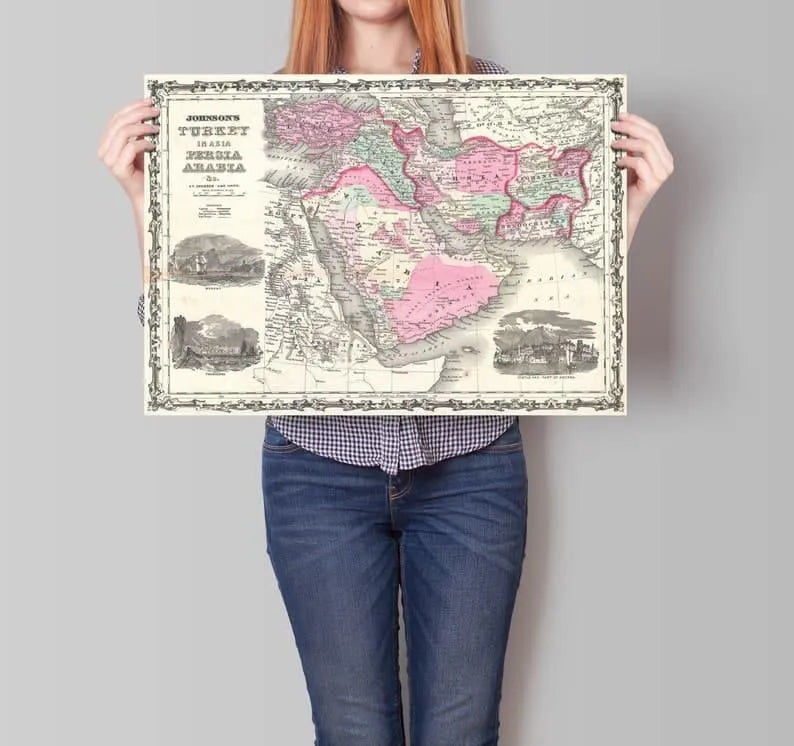 Middle East Map Wall Print| 1862 Middle East Map Poster Print