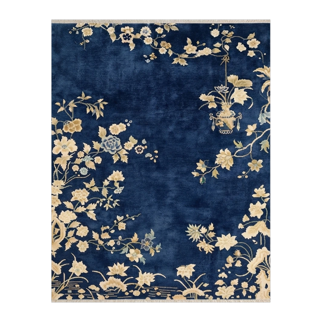 Midnight Plum Blossom Hand Knotted Rug