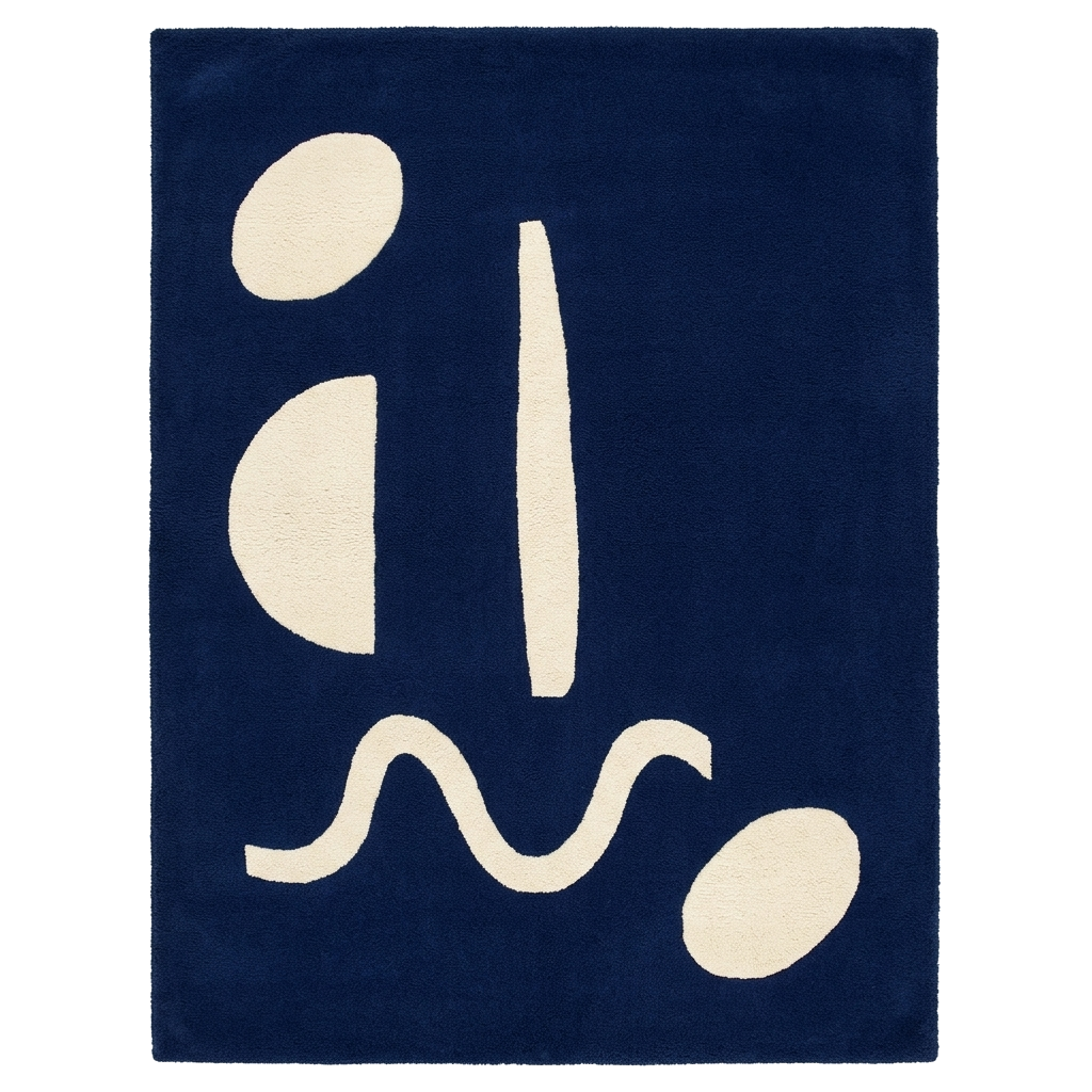 Midnight Abstract Hand Tufted Wool Rug