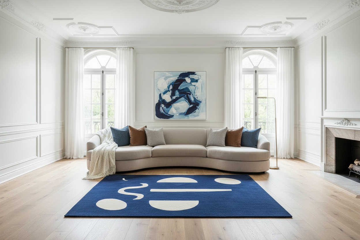 Midnight Abstract Hand Tufted Wool Rug