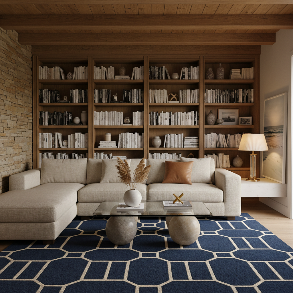 Midnight Blue Matrix Hand Knotted Rug
