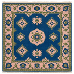 Midnight Geometric Star Hand Knotted Square Rug 