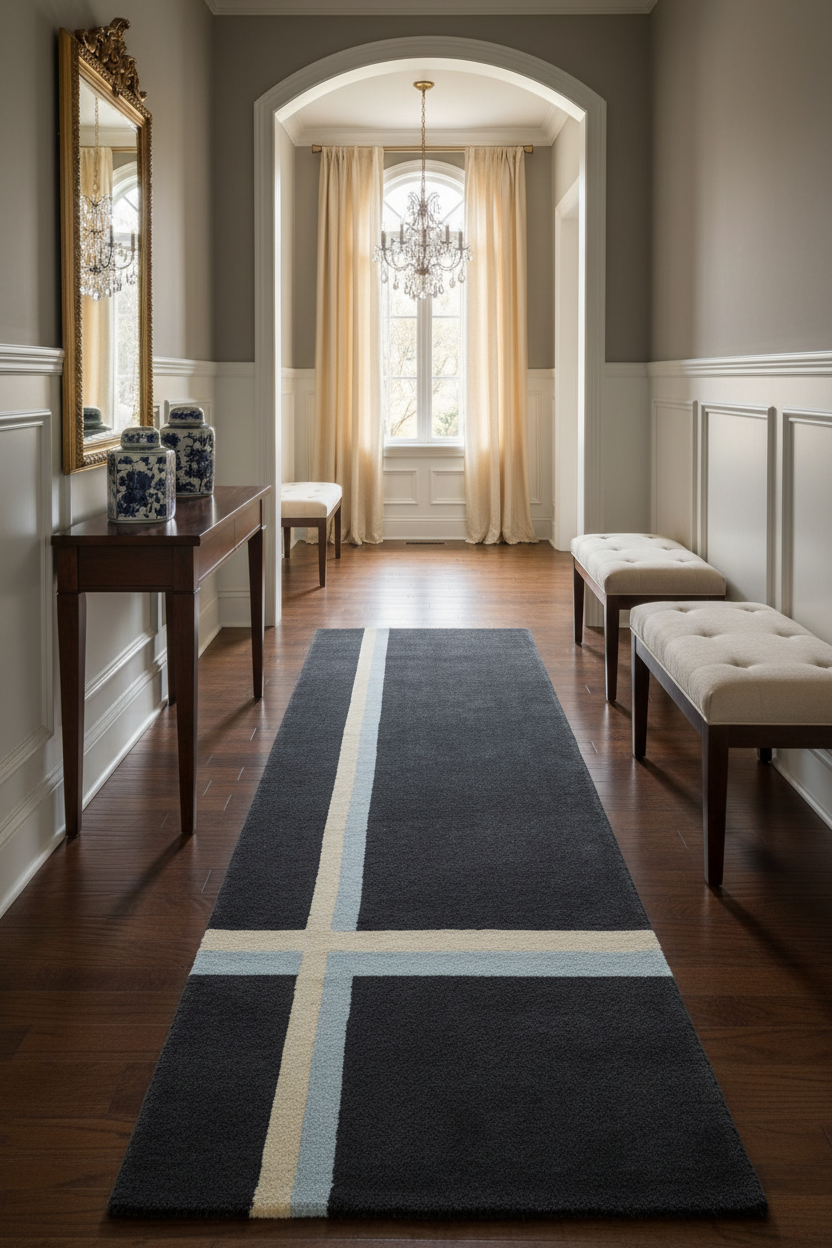 Midnight Meridian Hand Tufted Runner Rug