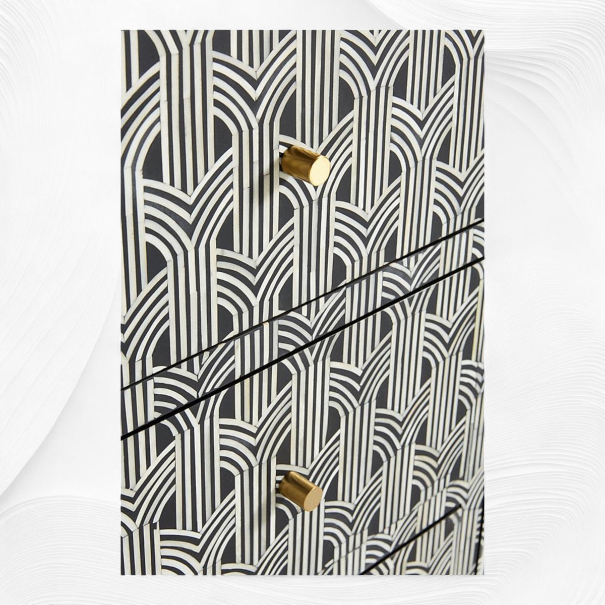 Black bone inlay buffet, open storage