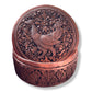 Mini Hand Engraved Solid Brass Niello Round Betel Box - Hamsa