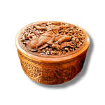 Mini Hand Engraved Solid Brass Niello Round Betel Box - Hanuman