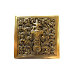 Mini Hand Engraved Solid Brass Niello Square Betel Box - Elephant