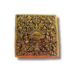 Mini Hand Engraved Solid Brass Niello Square Betel Box - Fire