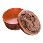 Mini Hand Engraved Solid Brass Niello Round Betel Box - Naga