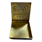 Mini Hand Engraved Solid Brass Niello Square Betel Box - Hanuman