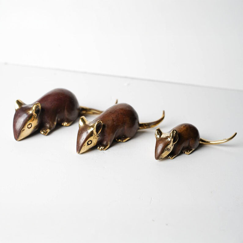 Mini Solid Brass Mouse Figurine