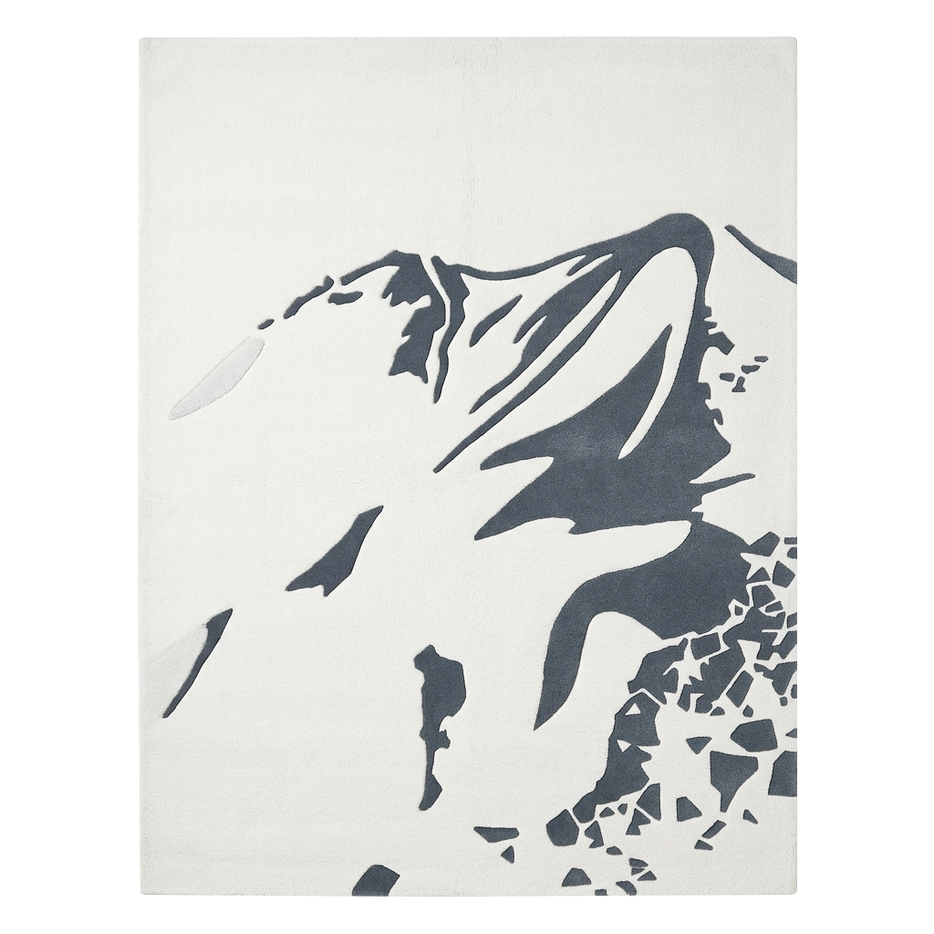 Minimalist Mountain Silhouette Hand Tufted Rug