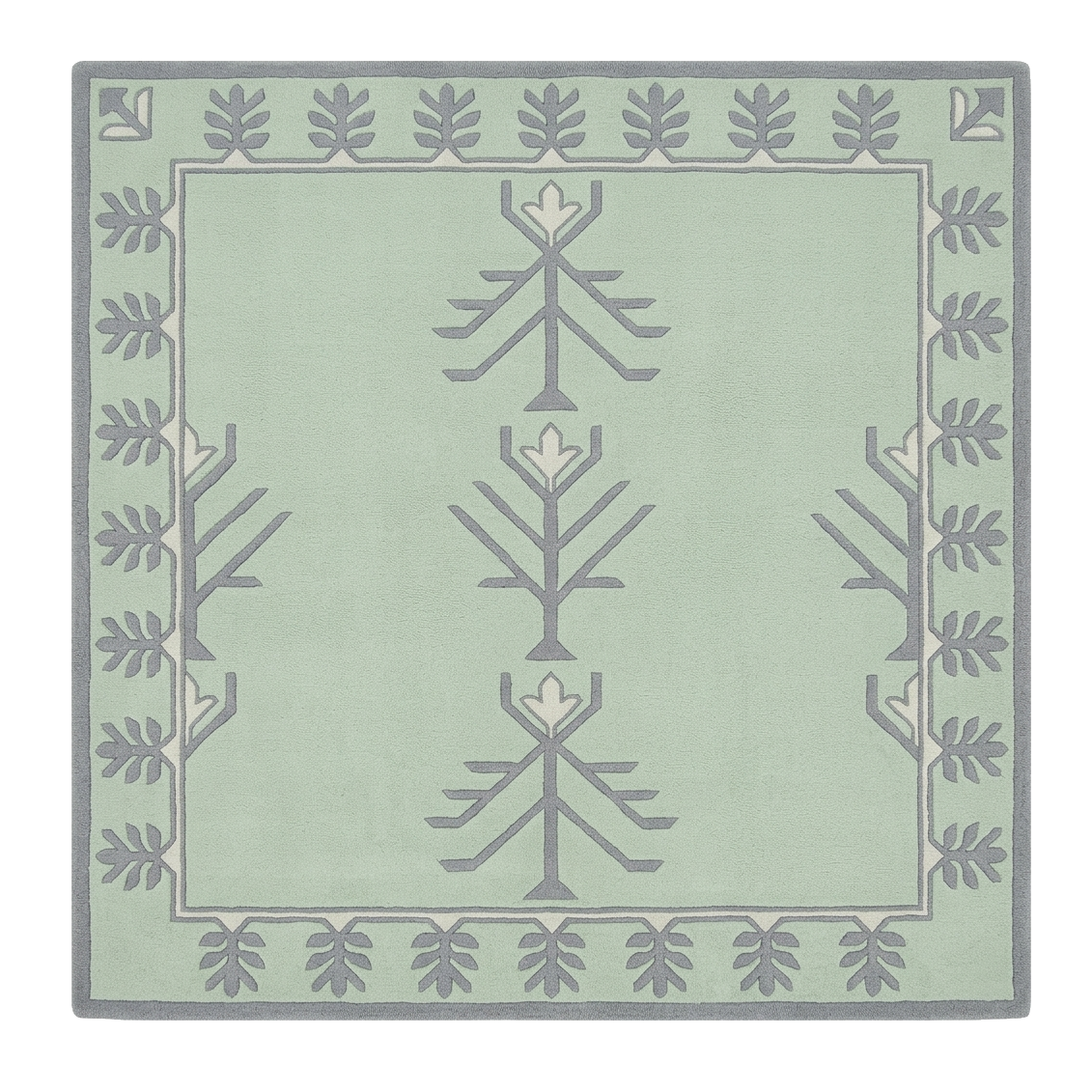 Garden Medallion Border Square Hand Tufted Rug