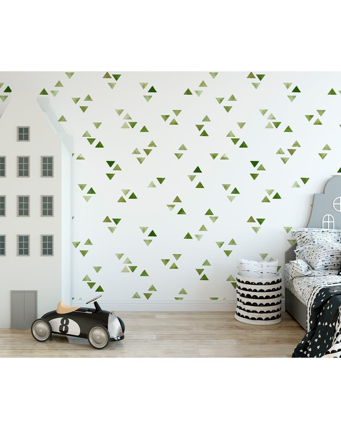 Minimalistic Geometric Leaves Removable Wallpaper Minimalistic Green Triangle Wallpaper Minimalistic Green Triangle Wallpaper 