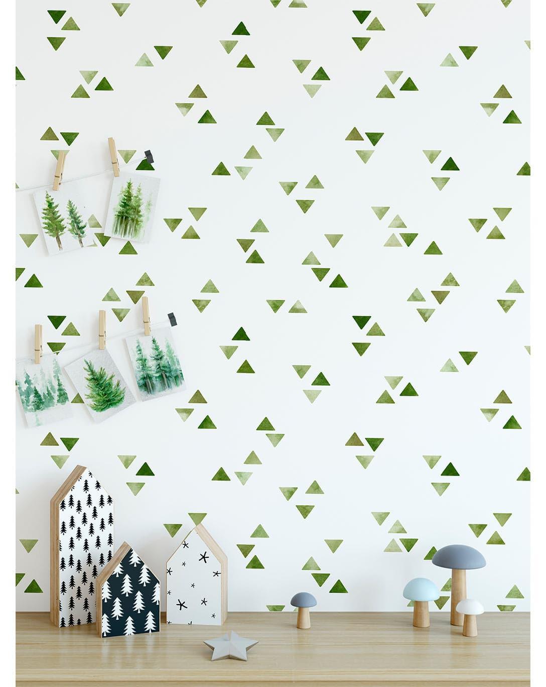 Minimalistic Geometric Leaves Removable Wallpaper Minimalistic Green Triangle Wallpaper 