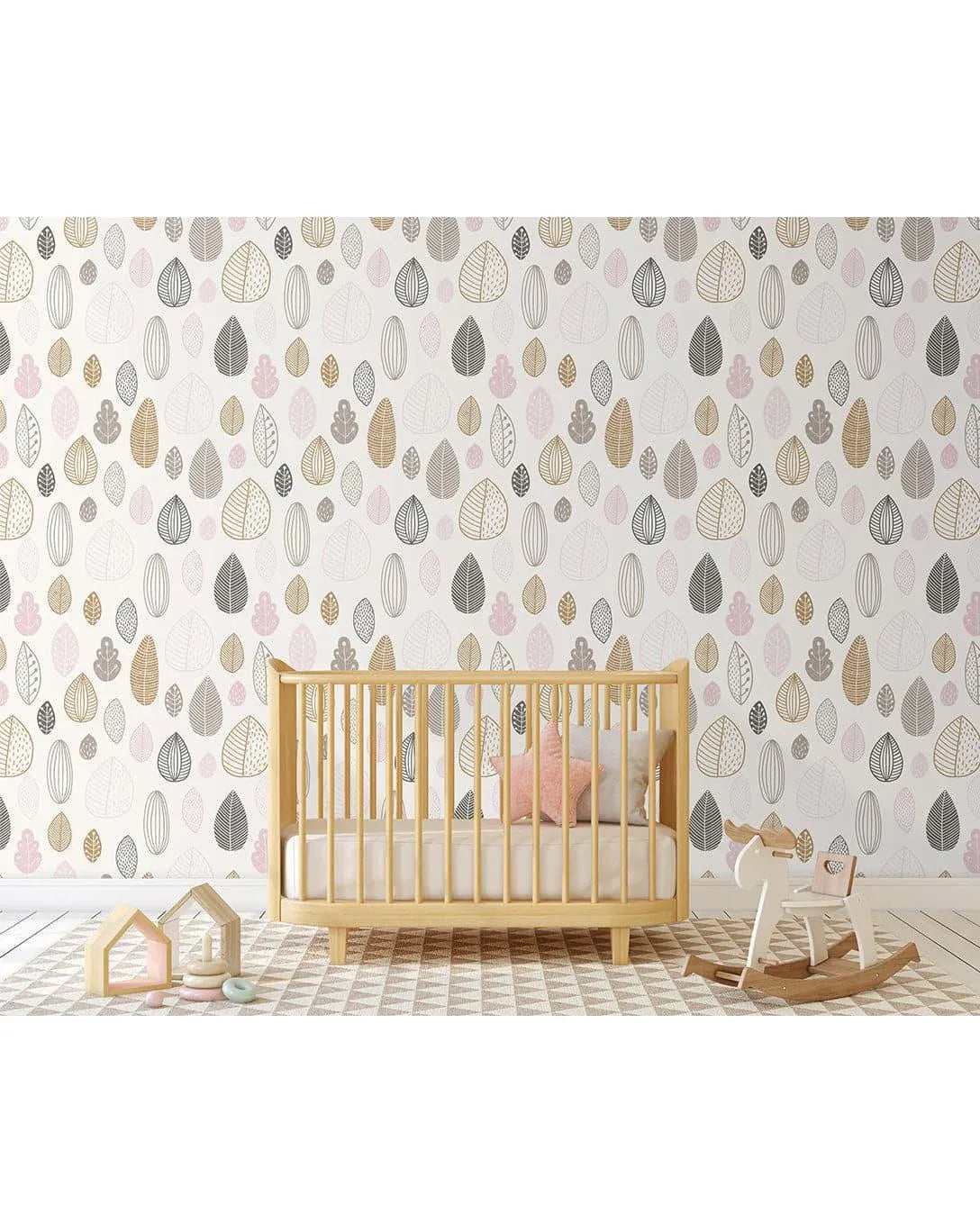 Minimalistic Geometric Leaves Removable Wallpaper