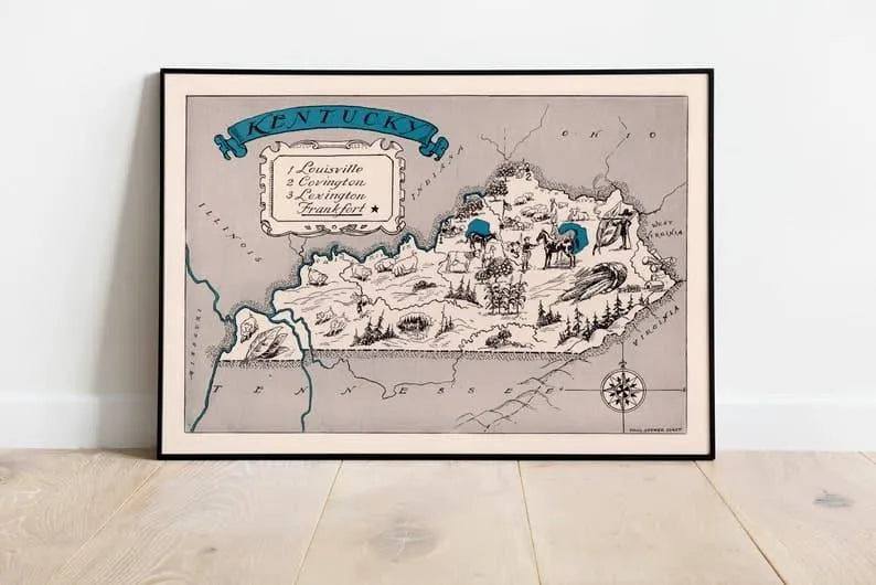 Kentucky Map Wall Print| 1931 Kentucky Map