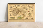 Clevaland City Map Wall Print| Framed Map Wall Decor