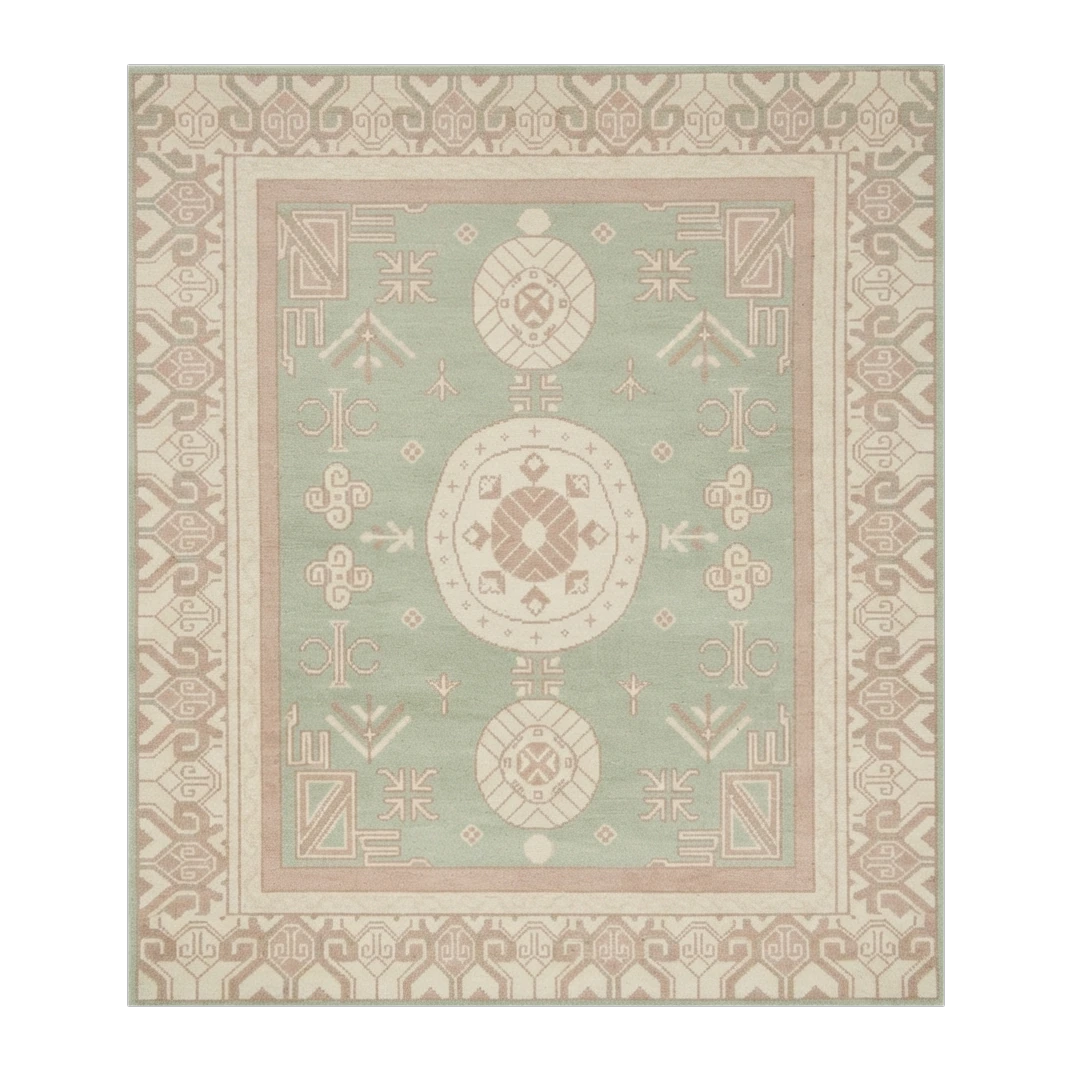 Mint Blush Khotan Hand Knotted Rug