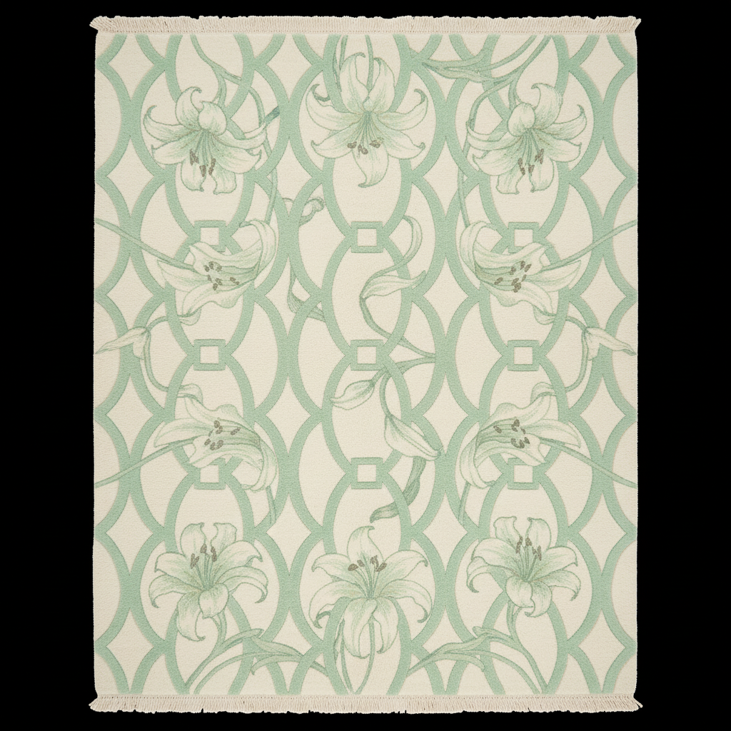 Rug with floral pattern on a white background