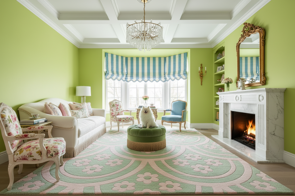 Mint Daisy Waves Hand Tufted Rug