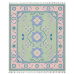 Mint Starburst Lattice Hand Knotted Rug