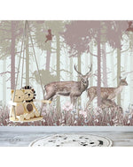 Misty Fairy Forest Animal Print Wildlife Wall Mural