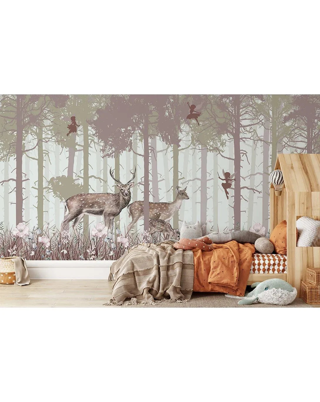 Misty Fairy Forest Animal Print Wildlife Wall Mural