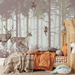 Misty Fairy Forest Animal Print Wildlife Wall Mural