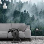 Misty Foggy Forest Photo Nature Wall Mural