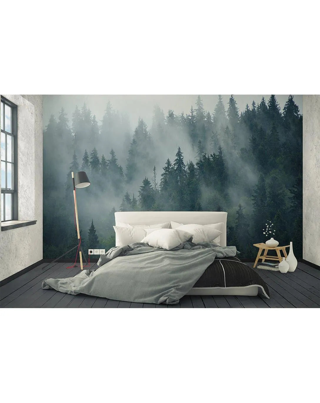 Misty Foggy Forest Photo Nature Wall Mural