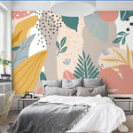 Modern Drawing Tropical Leaves Wall Mural