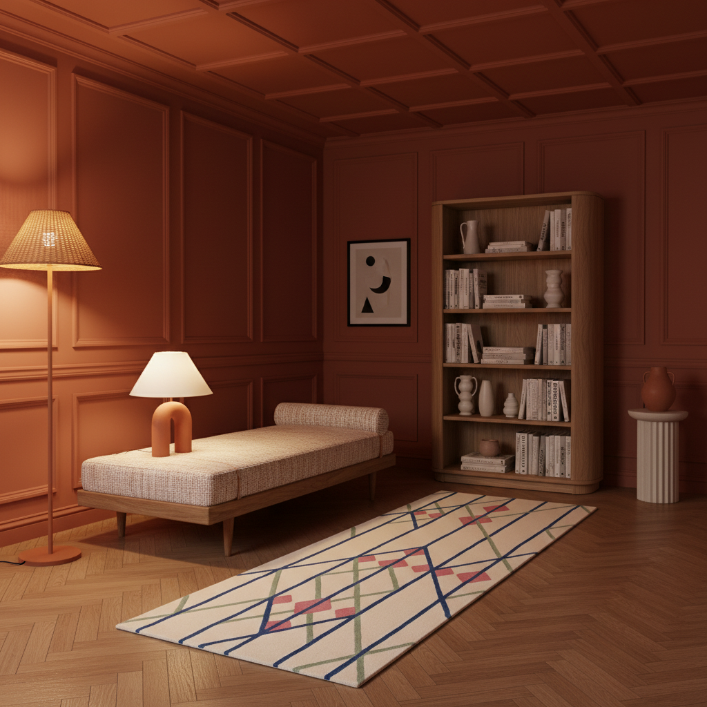 Modern Geometric Linear Hand Tufted Runner Rug
