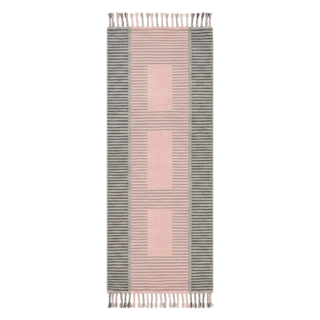 Modern Minimalist Striped Hand Knotted Runner Rug 