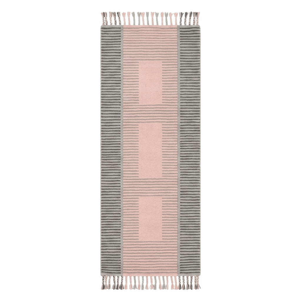 Modern Minimalist Striped Hand Knotted Runner Rug - MAIA HOMES