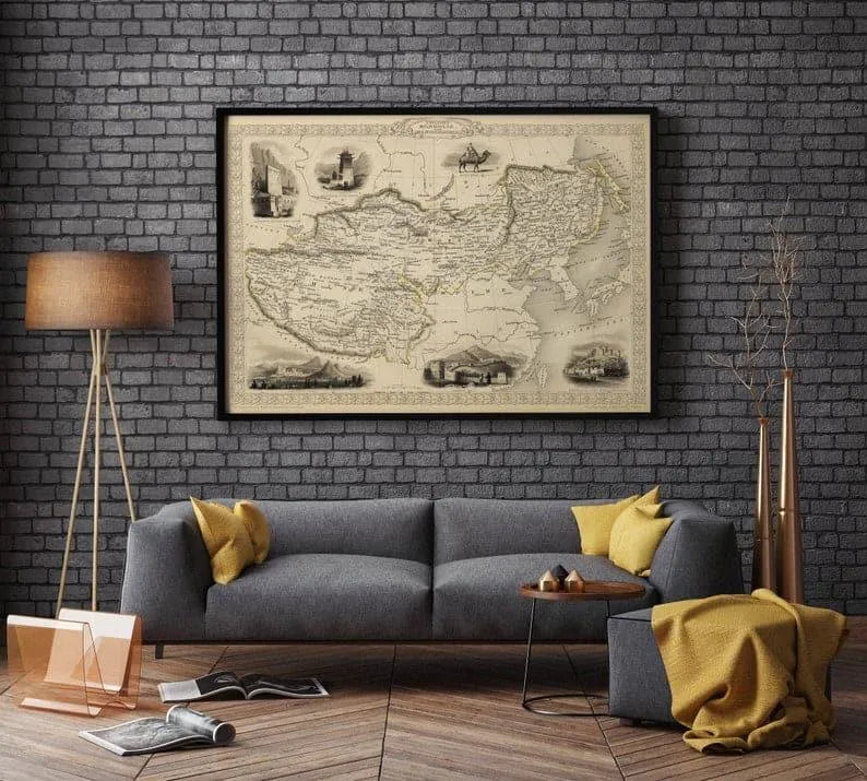 Mongolia 1851 Manchuria Map Wall Art