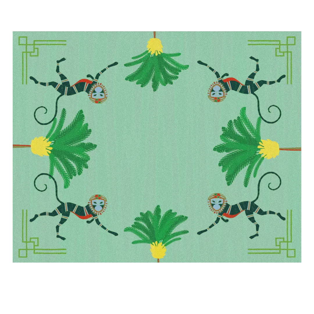 Monkeys and Palm Trees Hand Tufted Rug