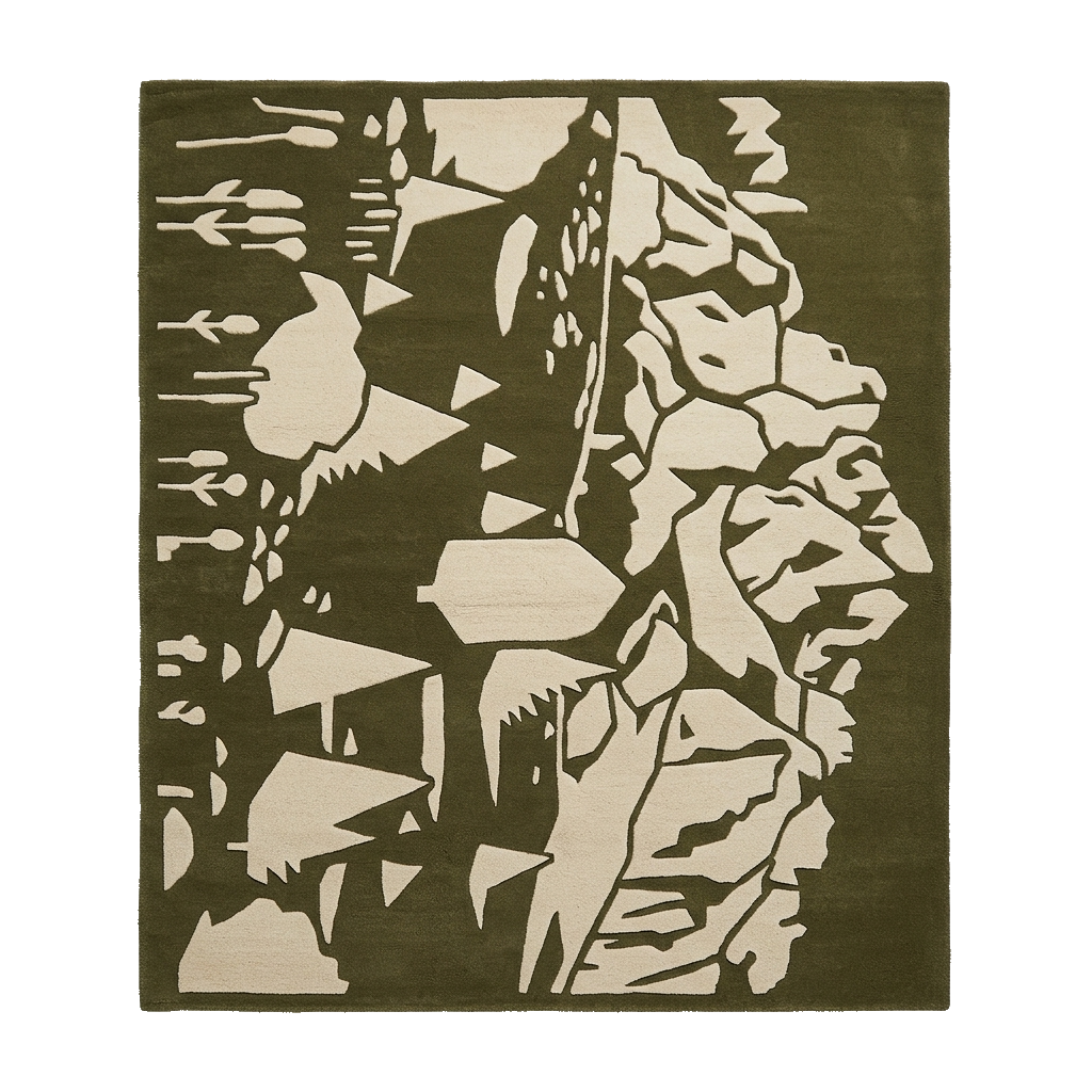 Monochromatic Urban Fragment Hand Tufted Rug 