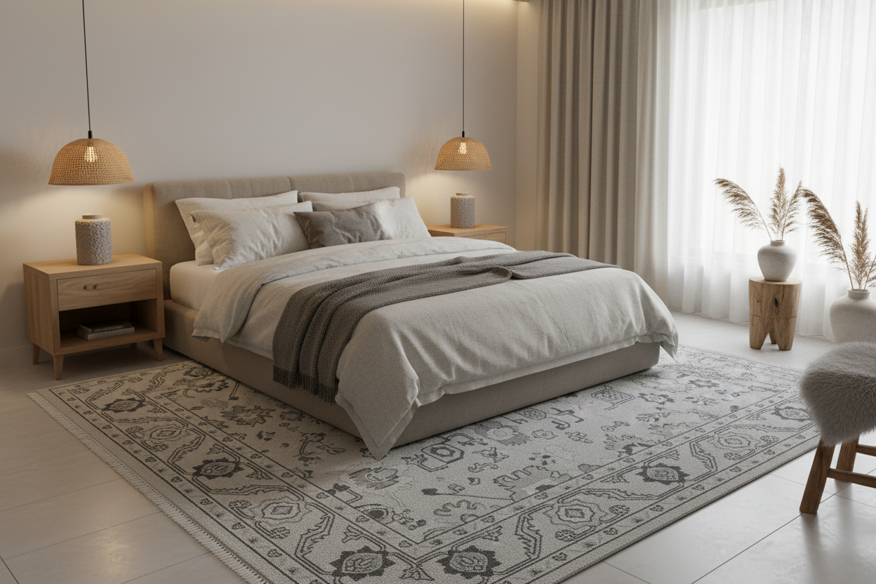 Monochrome Heritage Hand Knotted Square Rug